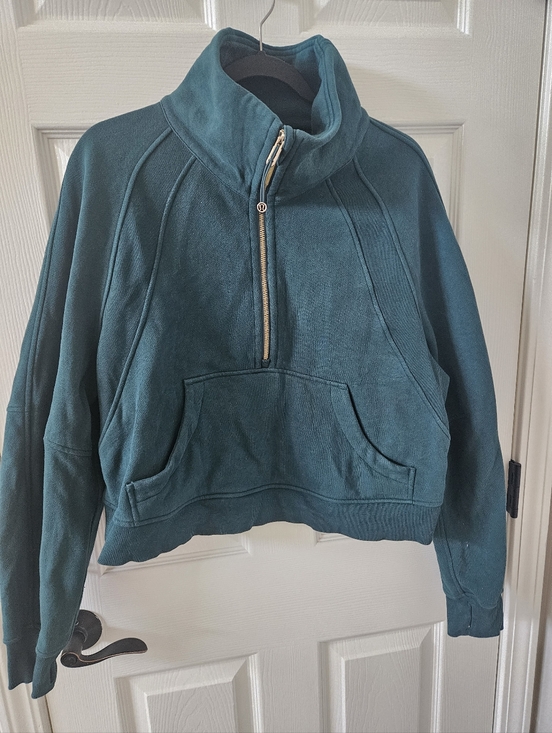 lululemon athletica Tops - Lululemon Scuba Oversized Funnel-Neck Half-Zip - Storm Teal Gold Zip - M/L
